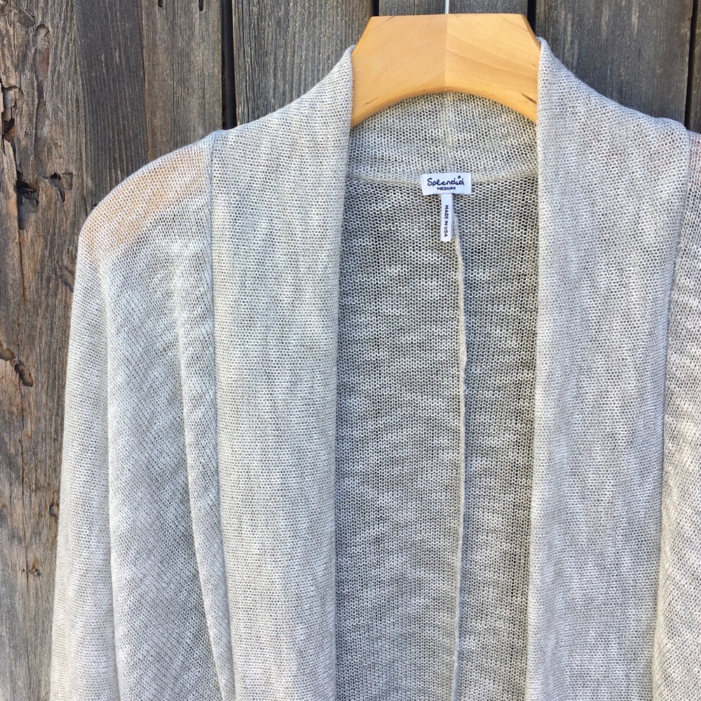 Splendid Open Front Metallic Silver Cardigan M - image 2